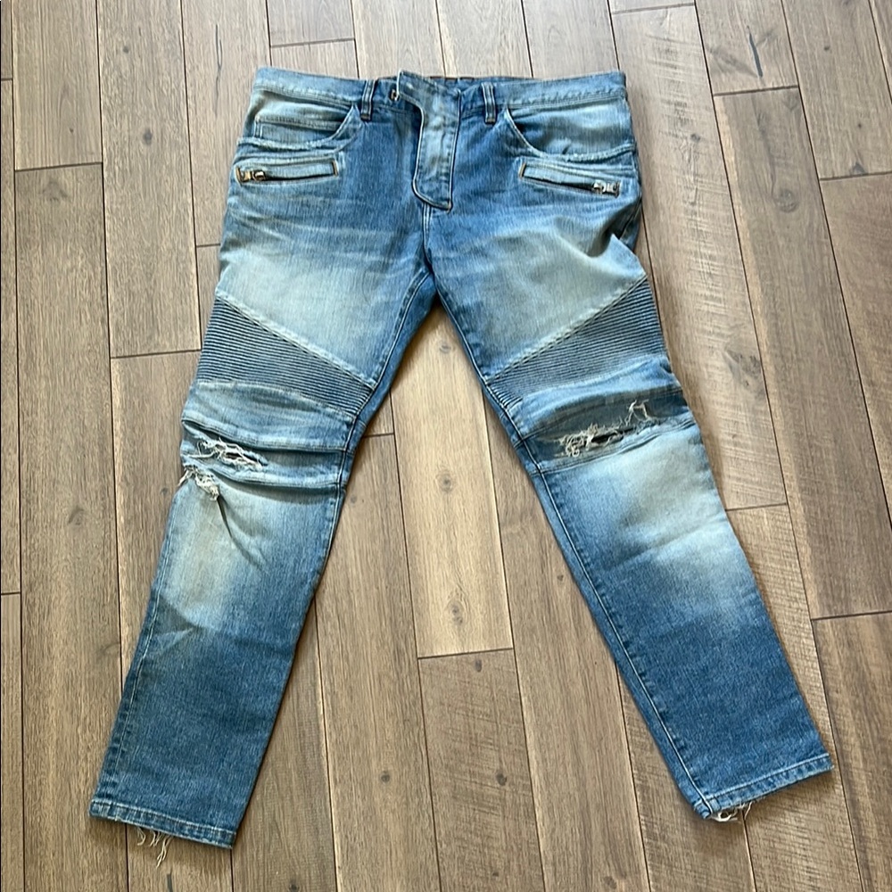 Balmain Slim Fit Biker in Denim Men’s Jeans Size 38